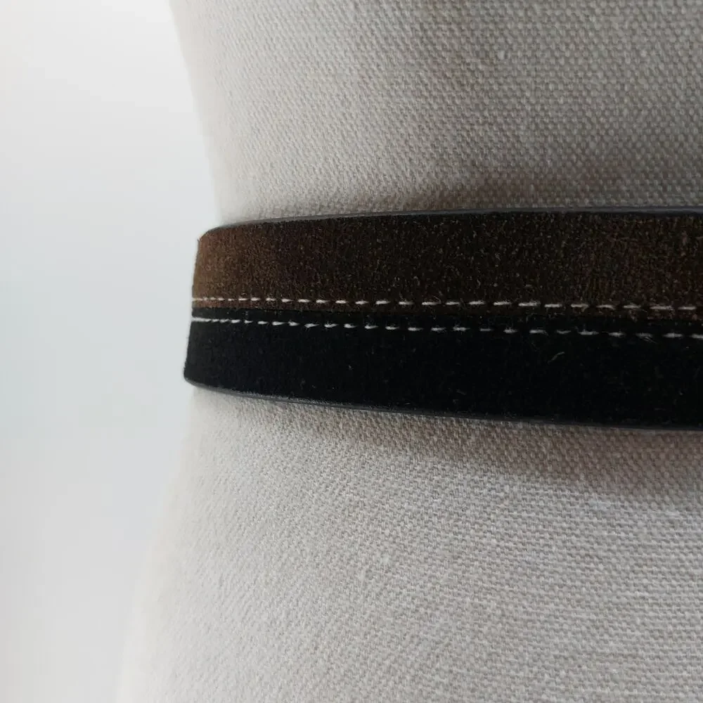 Arizona Jean Womens Belt Medium Two Tone Brown Black Suede Y2K